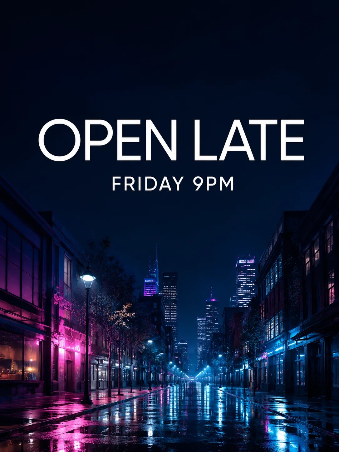 Prompt 1 result — OPEN LATE / FRIDAY 9PM neon poster · 1K · generated on Qwen Image X